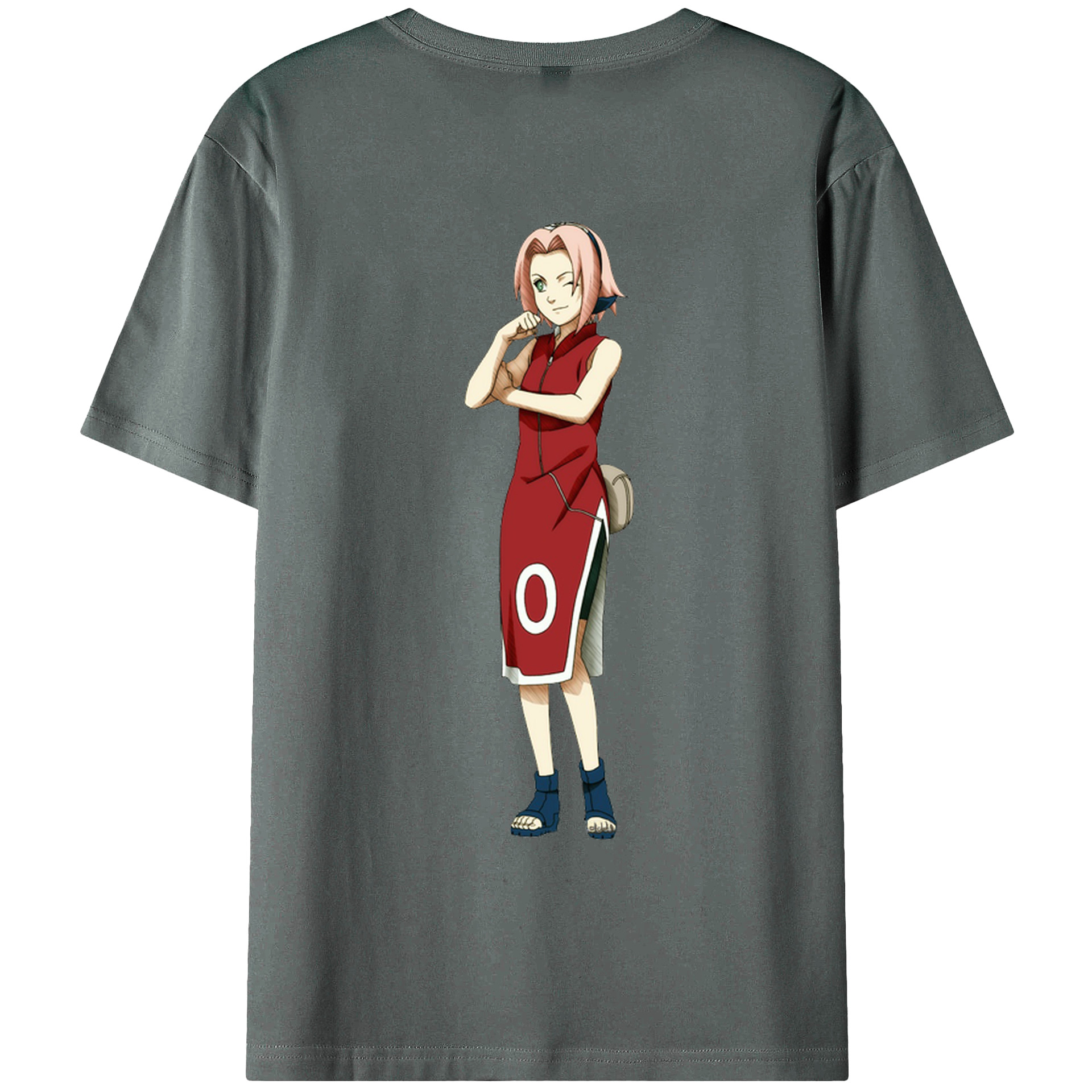 （画像用） NARUTO -ナルト- 春野サクラ Haruno Sakura 綿100％ メンズ半袖Tシャツ（バックプリント） 通気性